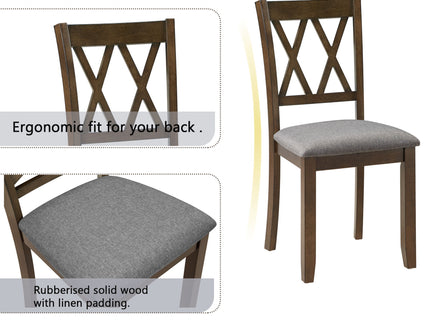 5 Piece Dining Table Set With 4 Chairs - Walnut