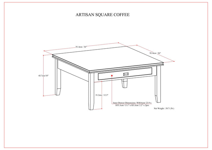 Artisan - Square Coffee Table - Russet Brown