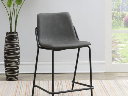 Counter Height Stools With Footrest (Set of 2) - Gray / Black