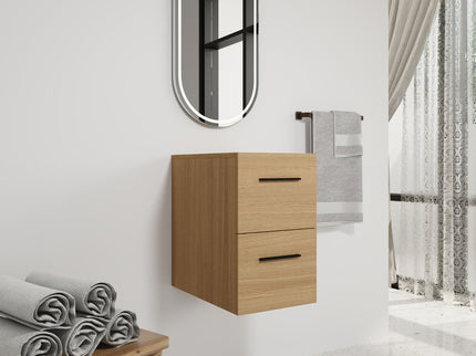 Floating Bathroom Vanity Drawer Base, Wall Mounted Storage With 2 Drawers - Light Oak