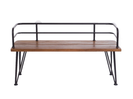 Outdoor Bench With Powder Coated Iron Frame - Teak