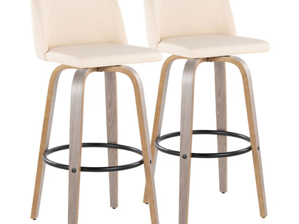 Toriano - Fixed Height Contemporary Barstool With Swivel With Round Footrest (Set of 2)