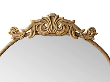 Full Body Arched Mirror With Vintage Carved Applique