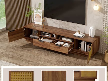 TV Stand With 2 Drawers And Open Shelving - Walnut