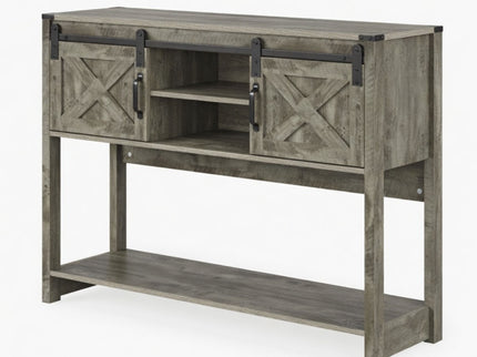 Farmhouse Entryway Table With Sliding Barn Door