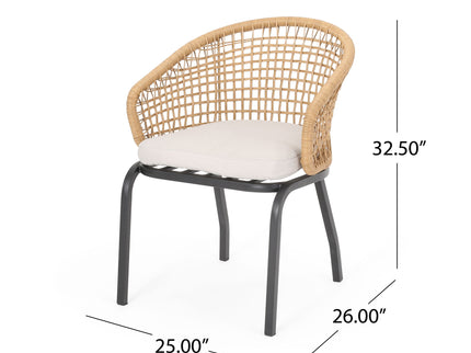 Outdoor Wicker Chair With Powder Coated Iron Legs