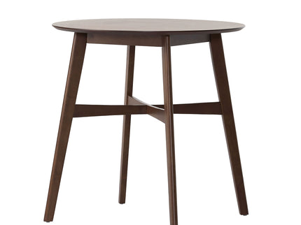 Round Counter Height Dining Table With Thick Rubberwood Legs And Support Beams - Walnut