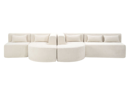 Upholstered Sofa Free Combined Sofa Couch With 2 Chaise Lounge And Five Back Pillows For Living Room