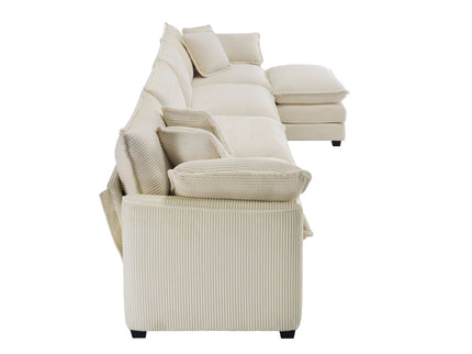 Modern Oversized Modular Cushion Sofa With Ottoman, Low Back, Deep Seating Sofa Set