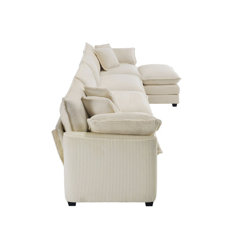 Modern Oversized Modular Cushion Sofa With Ottoman, Low Back, Deep Seating Sofa Set