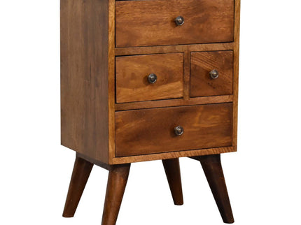 4 Drawer Multi Bedside Table - Chestnut