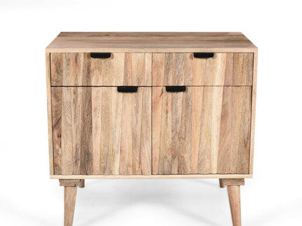 Stylish Style 2 Drawer 2 Door Cabinet, Mango Wood - Natural