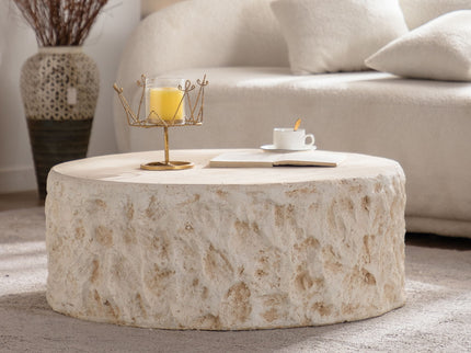 Round Coffee Table & Smooth Texture For Living Room - Light Beige