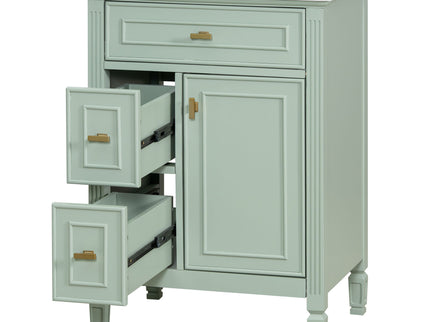 Modern Bathroom Vanity With Sink, Flip Drawer, 2 Drawers, Adjustable Shelf