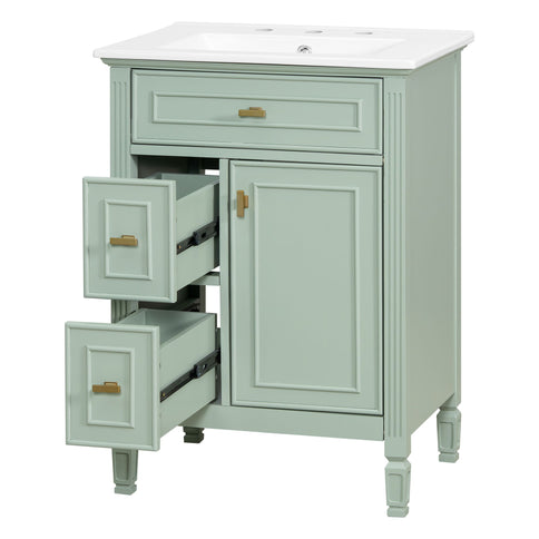 Modern Bathroom Vanity With Sink, Flip Drawer, 2 Drawers, Adjustable Shelf