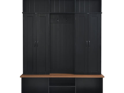 Entryway Hall Tree With Bench, 3 Top Cubbies & Bottom Storage Space