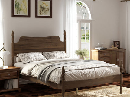 Retro 4 Poster Platform Bed Frame With Curved Tall Headboard