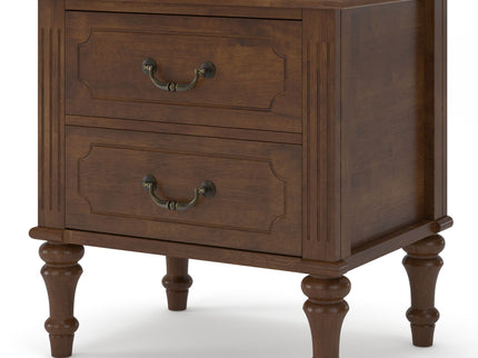 Fluted Nightstand With 2 Drawers, Bedside Table - Walnut