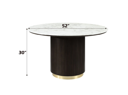 Clayten - Around Dining Table - Marble / Espresso
