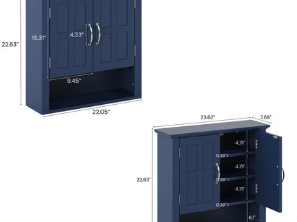 Multi Functional Wall Mounted Cabinet With Adjustable Shelves For Bathroom
