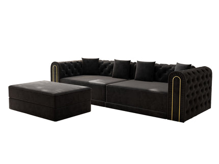 3-In-1 Convertible Sleeper Sofa With Movable Ottoman For Living Room