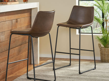 Barstool With Upholstery And Foot Rail - Vintage Brown