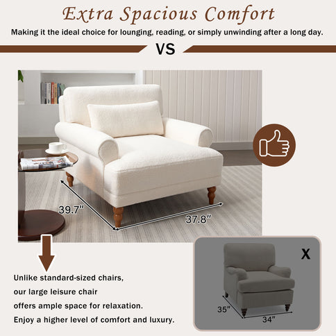 Elegant Circular Armrests, Ergonomic Lumbar Support, Vintage Roman Column Legs, Luxurious Large Size, Enhances Living Room Aesthetics, For Living Room, Bedroom And Study