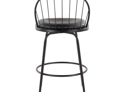 Riley - Claire Farmhouse Fixed Height Counter Stool With Swivel With Round Footrest (Set of 2)