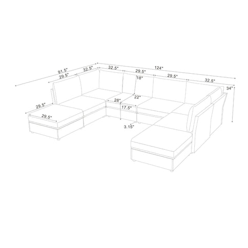 Upholstered Modular Sectional With Custom Configuration And Removable Cushions