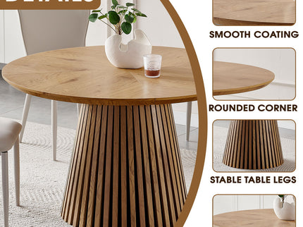 Round Dining Table For Dining Room - Natural Wood