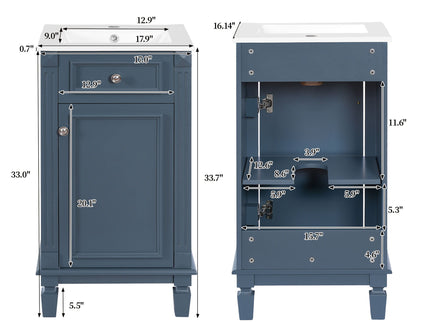 Bathroom Vanity With Sink, Soft-Closing Door, Adjustable Shelf