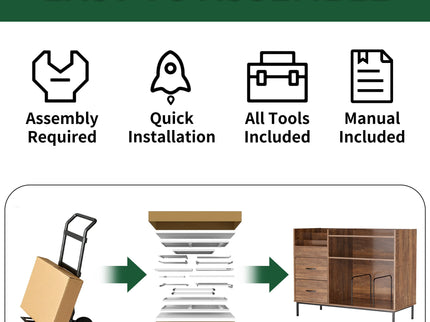 Grain Record Player Stand, Media Console With Speaker Shelf & 2 Drawers