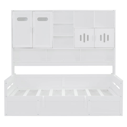 Daybed With All-In-One Cabinet And Shelf
