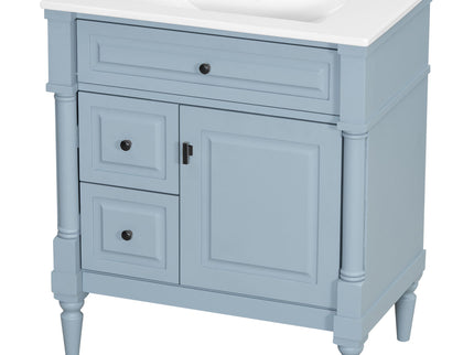 Modern Bathroom Vanity With Sink, Freestanding Cabinet With Flip Drawer & Adjustable Shelf