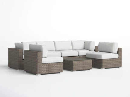 Seating Set With Cushions Handcrafted Wicker Design