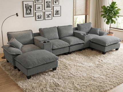 Modular Cloud Couch Sofa With Cup Holders & Storage, USB Port