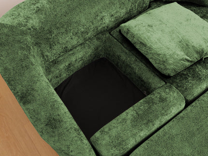 3 Seater Sofa With Built In Pet Bed Nook, Curved Design And 2 Throw Pillows
