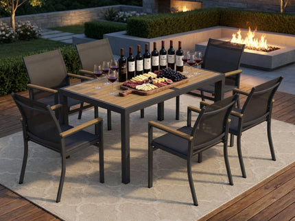Outdoor Patio Chairs, Ergonomic (Set of 6) - Gray