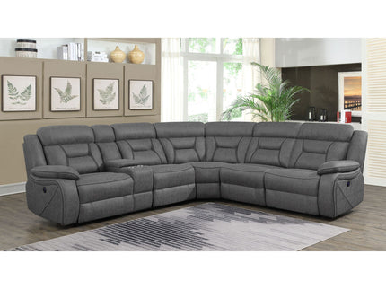 Barton - Upholstered Power Reclining Sectional Sofa - Gray