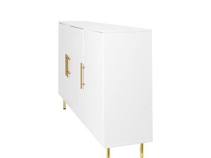 3 Door Large Storage Sideboard With Handles For Kitchen, Dining Room And Living Room, Accent Buffet Cabinet, Coffee Bar Sideboard Cabinet With 3 Doors - White / Gold