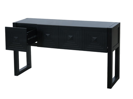 Geometric Carved Console Table With 3 Soft Close Drawers