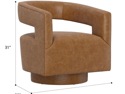 Swivel Accent Chair With Geometric Backrest