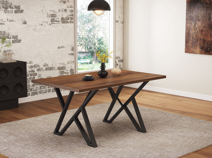 Industrial Style Indoor Dining Table With Metal Legs - Walnut / Black