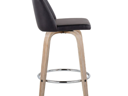 Toriano - Modern Design Fixed Height Counter Stool With Swivel With Round Footrest (Set of 2)