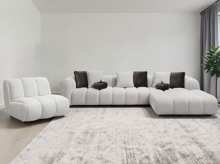 Manilla - Sectional Sofa With Chair - Ivory White