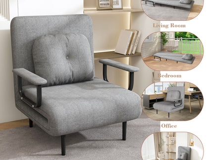 3 In 1 Convertible Folding Sofa Bed With Adjustable Backrest And Pillow
