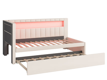 Upholstered Platform Bed With USB Ports And LED Belt