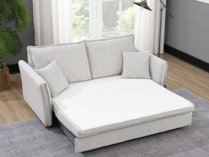 Oren - Chenille Sleeper Sectional Sofa With Storage 2 Toss Pillows - Gray