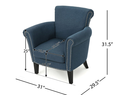 Elegant Club Chair With Nailhead Trim And Birch Wood Legs