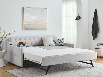 Size Upholstered Daybed With Trundle And USB Charging Armrest